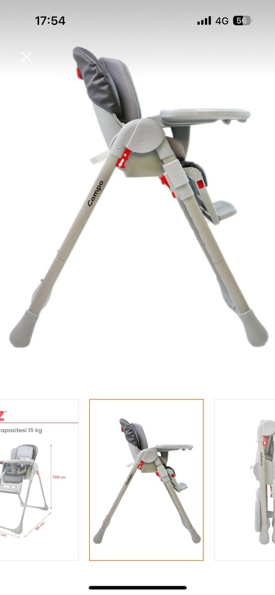 Gri Katlanabilir Mama Sandalyesi - Görsel 5