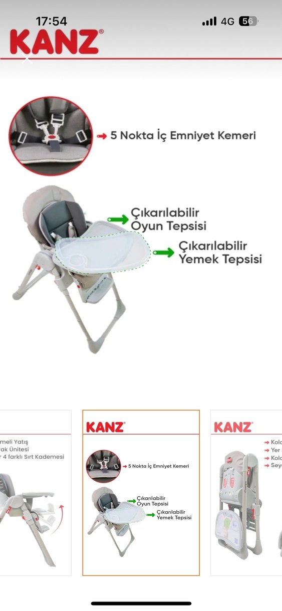 Gri Katlanabilir Mama Sandalyesi - Görsel 4