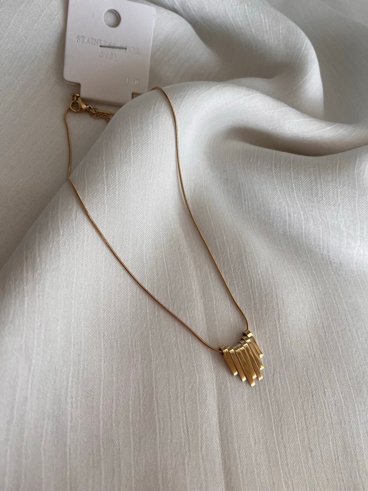 Çubuk detaylı gold kaplama Kadın Kolye - Görsel 2