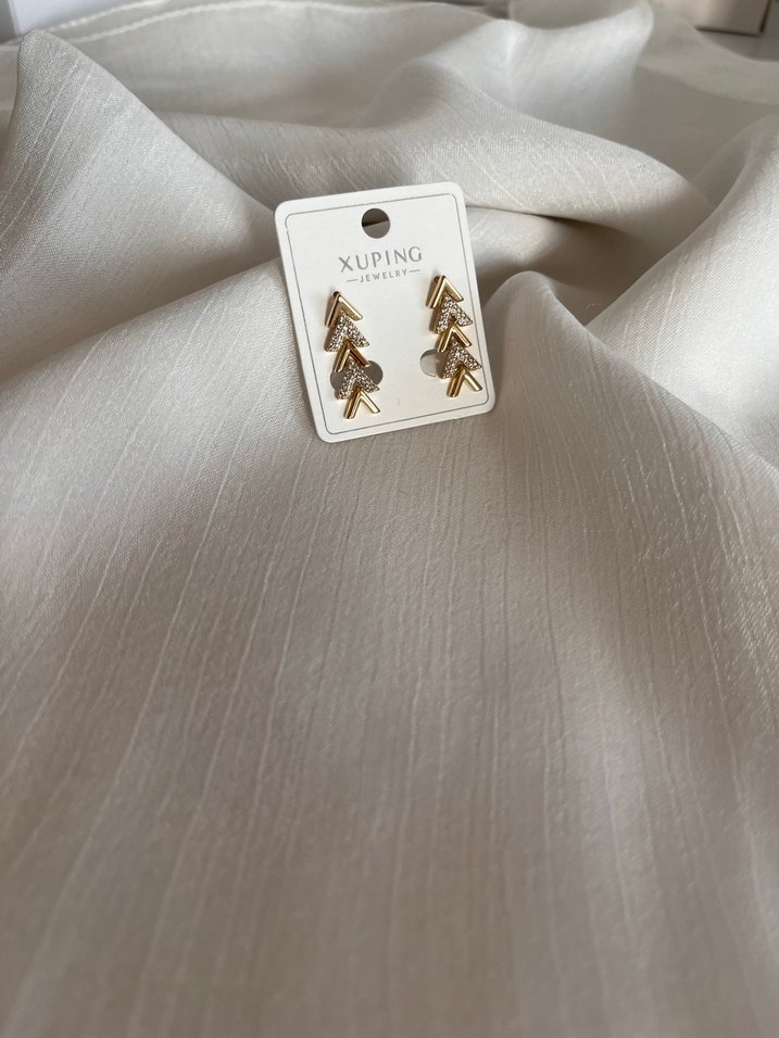 Altın Mini Boncuklu Modern Klasik Küpe - Görsel 2