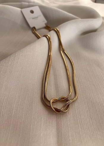 Zincir Detaylı Uzun Altın Kadın Kolye - Görsel 2