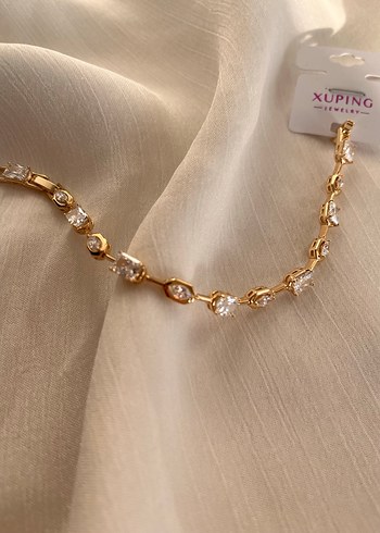 Zarif gold kaplama zirkon taşlı çelik bileklik - Görsel 2