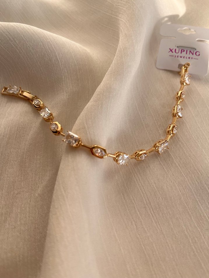 Zarif gold kaplama zirkon taşlı çelik bileklik - Görsel 2