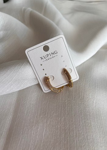 Zincir Detaylı Mini   gold kaplama küpe - Görsel 2