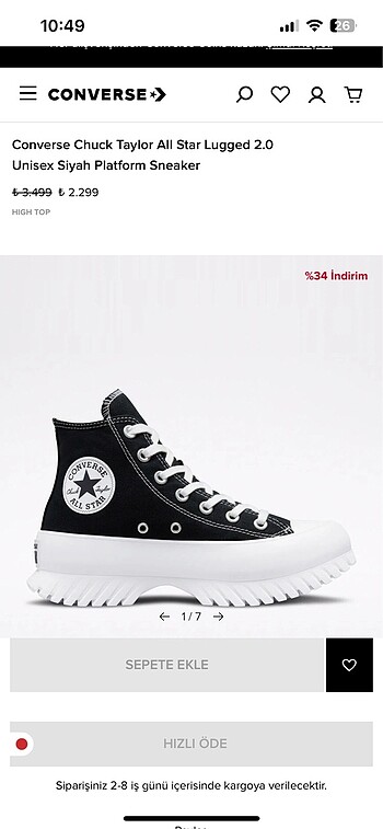 Converse siyah unisex platform sneaker