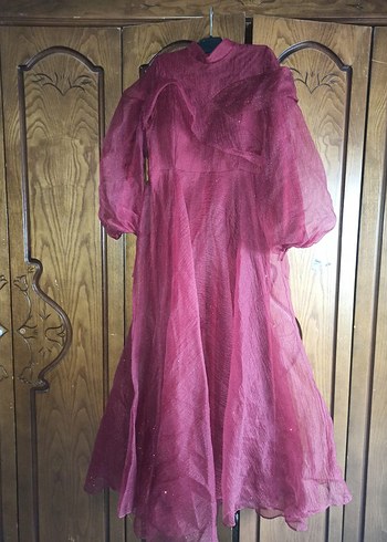 Bordo Uzun Abiye Elbise - Görsel 2