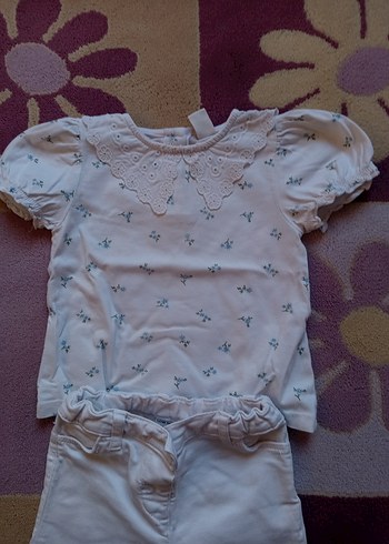 Dantel Yakalı Nakışlı Bebek Kız Kıyafet Takımı - Görsel 2