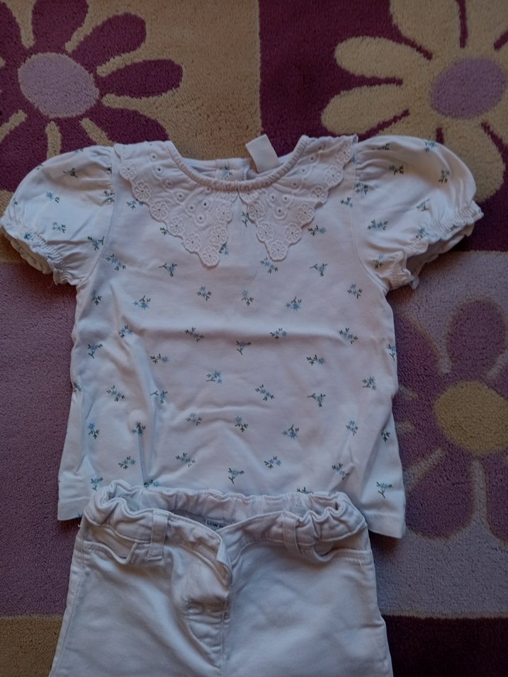 Dantel Yakalı Nakışlı Bebek Kız Kıyafet Takımı - Görsel 2