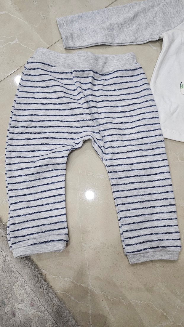 Gri Uzun Kollu Erkek Bebek Takımı Mycar - Görsel 2