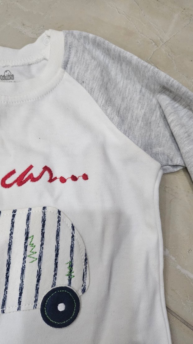 Gri Uzun Kollu Erkek Bebek Takımı Mycar - Görsel 4