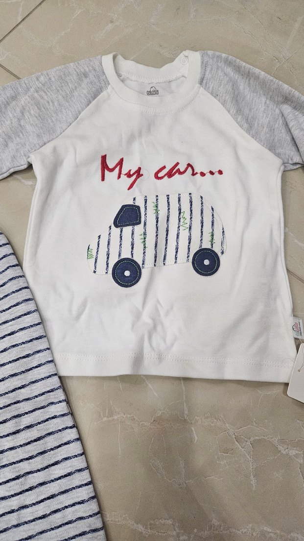 Gri Uzun Kollu Erkek Bebek Takımı Mycar - Görsel 3