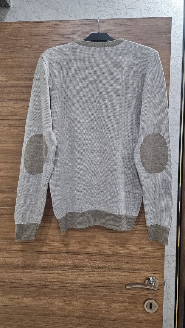 Gri Erkek Triko Bisiklet Yaka Kazak - Görsel 4