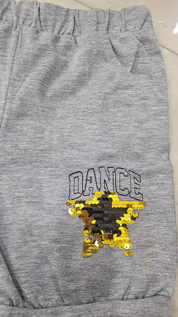 Etiketli kiz çocuk penye şort - Görsel 2