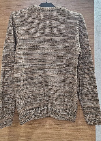 Erkek Kahverengi Triko Bisiklet Yaka Kazak - Görsel 4