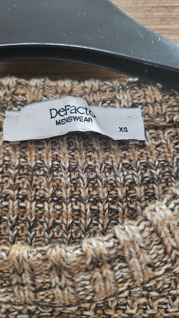 Erkek Kahverengi Triko Bisiklet Yaka Kazak - Görsel 2