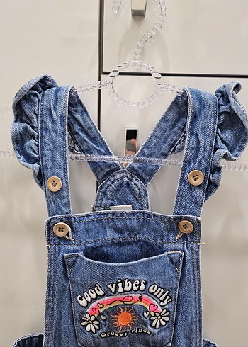 Nakışlı Mavi Kot Elbise - Görsel 5