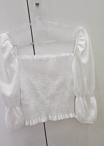 Koton Marka Beyaz Pliseli Mini Bluz - Görsel 3