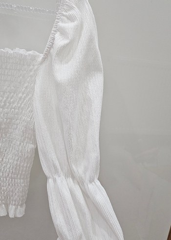 Koton Marka Beyaz Pliseli Mini Bluz - Görsel 4