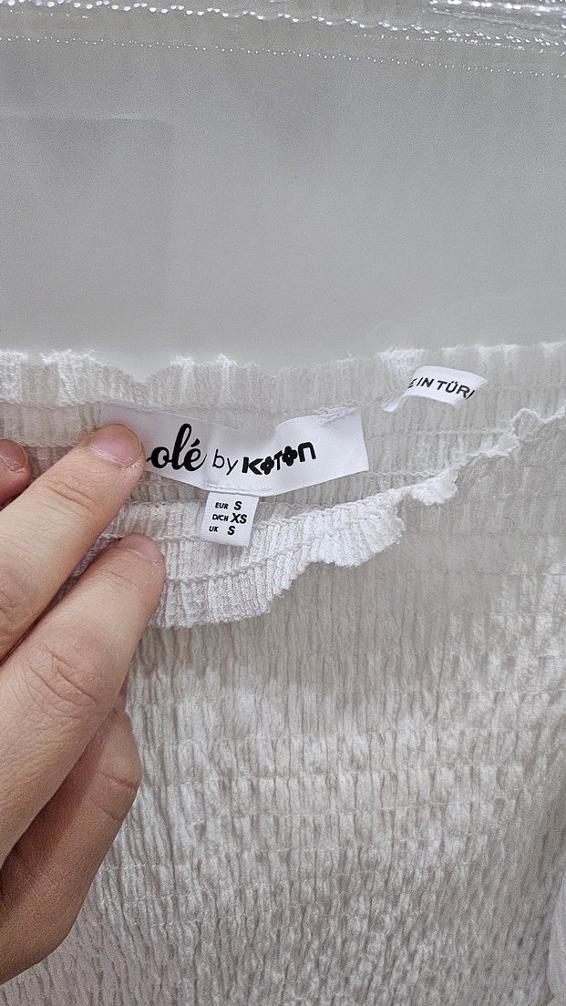 Koton Marka Beyaz Pliseli Mini Bluz - Görsel 2