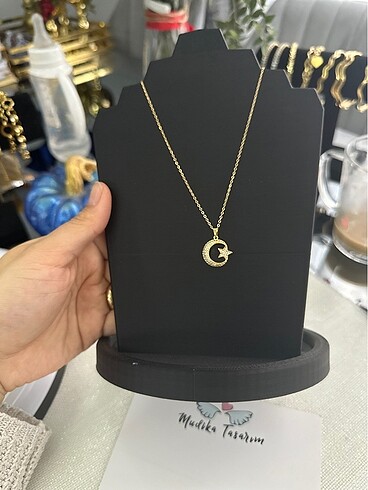 Gold Çelik ay-Yıldız kolye