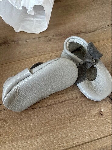 21 Beden gri Renk Yoyojunior deri ilk adım ayakkabısı