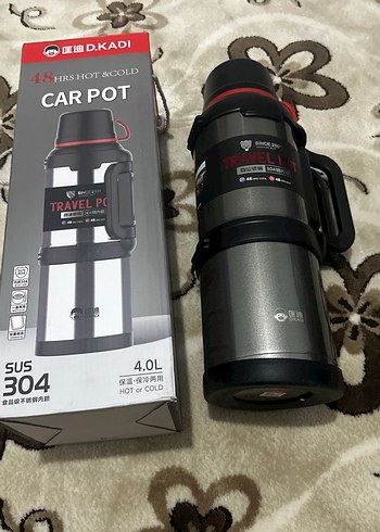 4 Litre Gri Çelik Termos - 48 Saat Sıcak/Soğuk