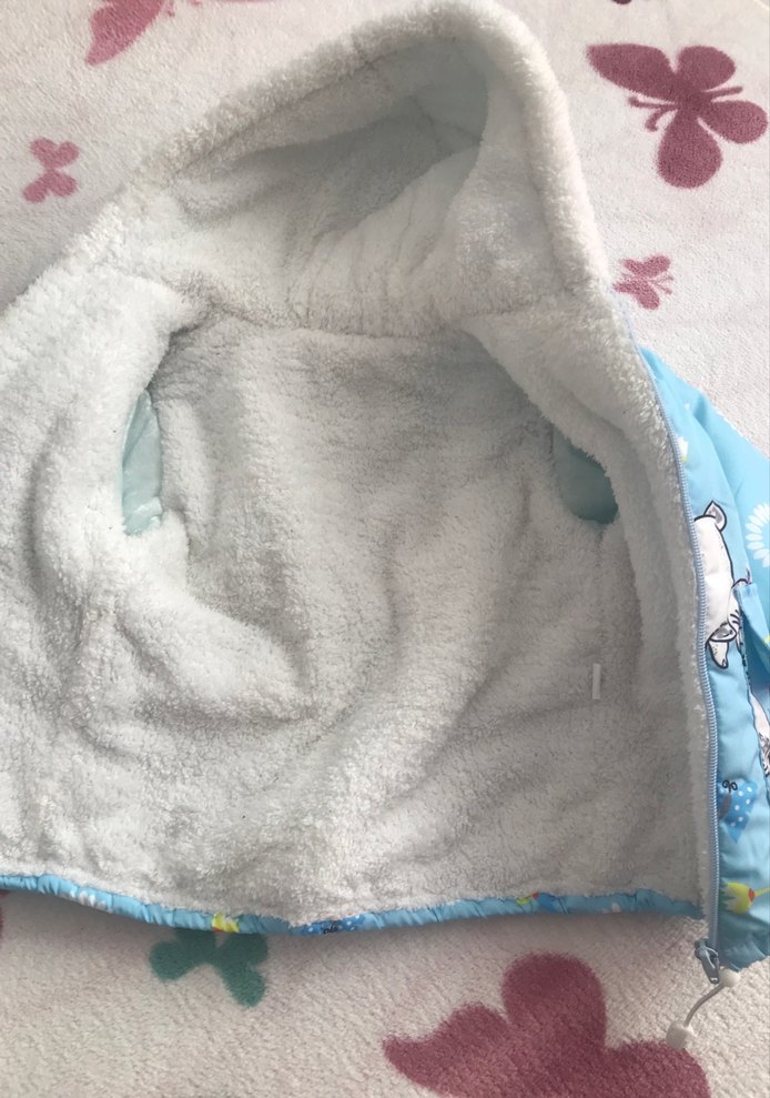 Kürklü Kapüşonlu Mavi Kız Çocuk Montu - Görsel 3