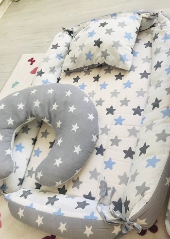 Gri Yıldız Desenli Bebek Uyku Seti - Görsel 3