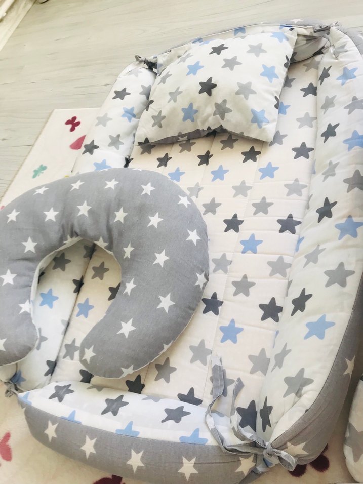 Gri Yıldız Desenli Bebek Uyku Seti - Görsel 3
