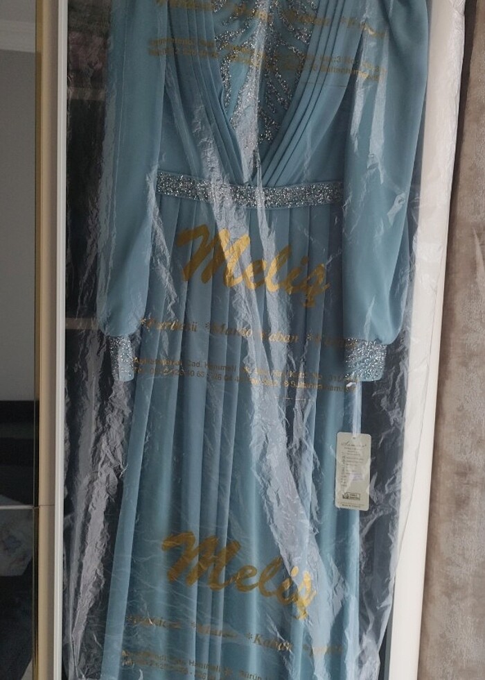 38 beden turkuaz tesettür abiye  - Görsel 2