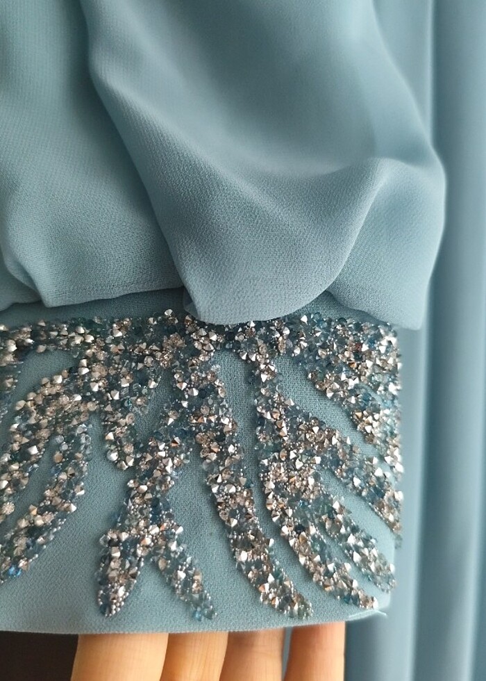 38 beden turkuaz tesettür abiye  - Görsel 3