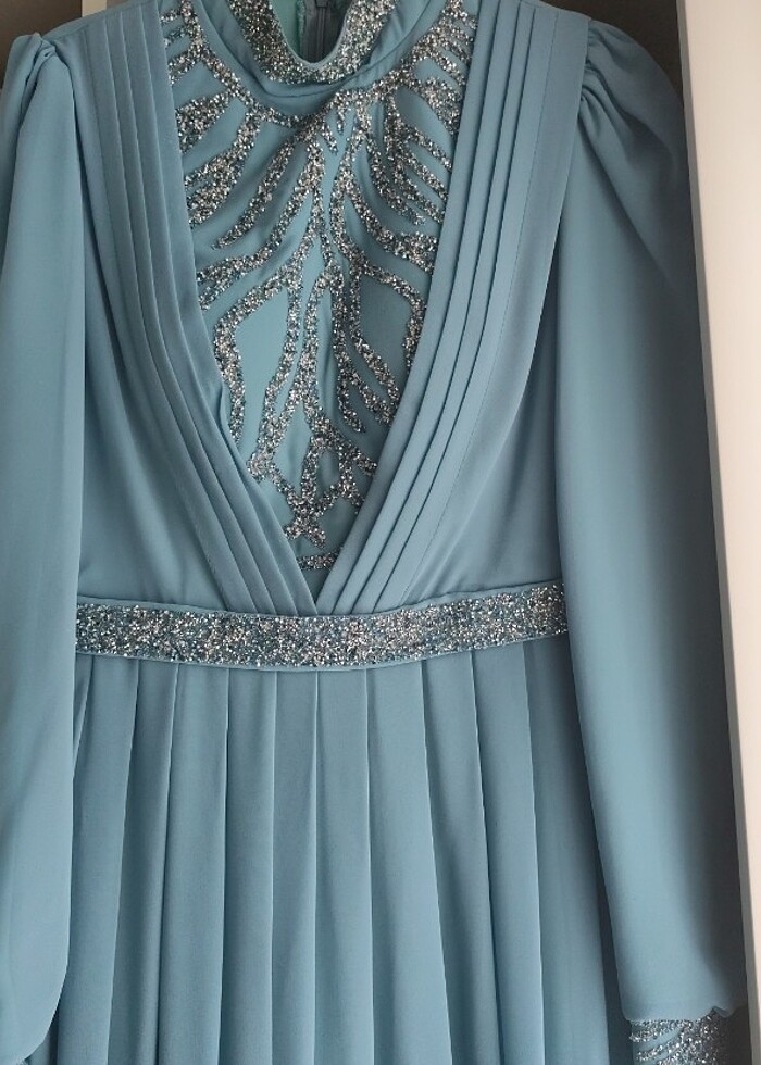 38 beden turkuaz tesettür abiye  - Görsel 4