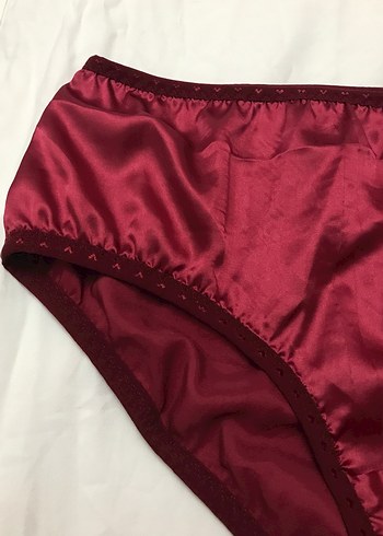 Vintage Bordo Parlak Midi Kadın Külot