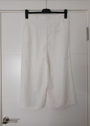 l Beden Beyaz Düğmeli Bol Paça Pantolon Fk.pynappel L