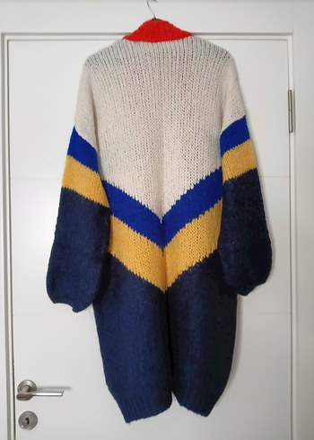 Addax Addax Renk Bloklu Uzun Triko Hırka Oversize