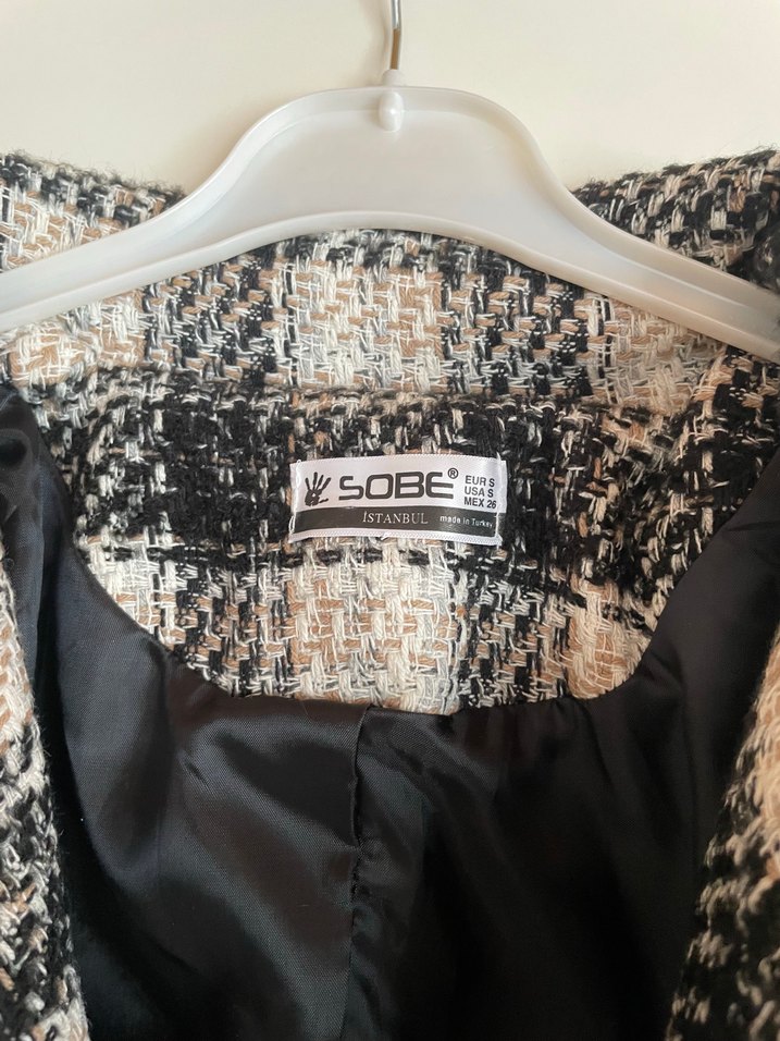 Düğmeli Kareli Midi Kadın Kaban - Görsel 3