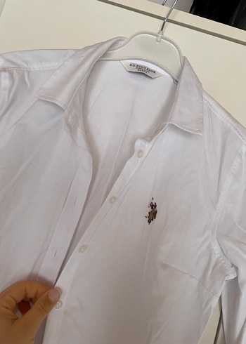 Kadın Beyaz Kısa Kollu Pamuklu Gömlek - Görsel 2