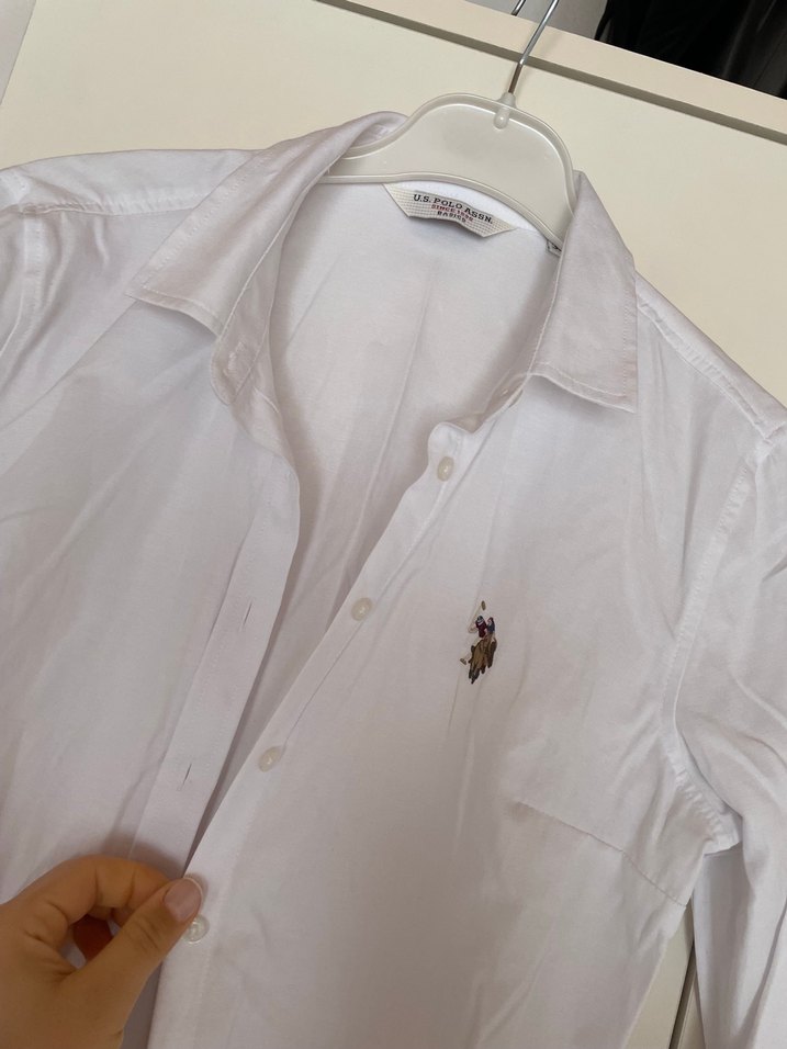 Kadın Beyaz Kısa Kollu Pamuklu Gömlek - Görsel 2