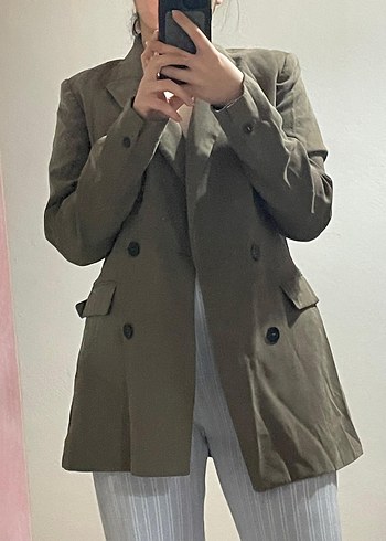 Bej Midi Kadın Blazer Ceket - Görsel 4