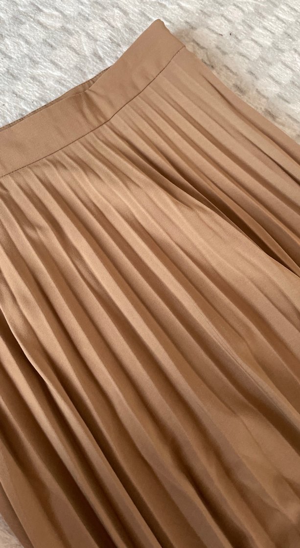 Bej Pilili Uzun Kadın Etek - Görsel 3