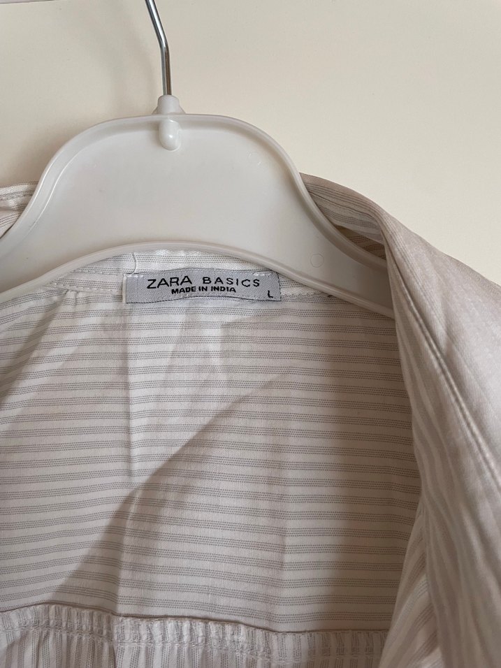 Kadın Beyaz Keten Pileli Uzun Kollu Gömlek - Görsel 3