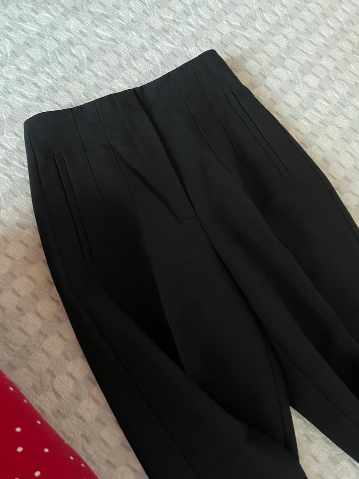 Kadın Siyah Pilili Ofis Kumaş Pantolon - Görsel 2