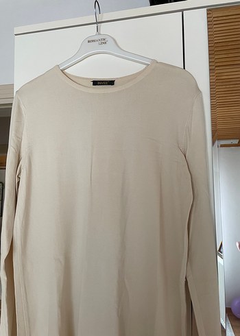 Bej Uzun Kollu Midi Kadın Tunik - Görsel 2