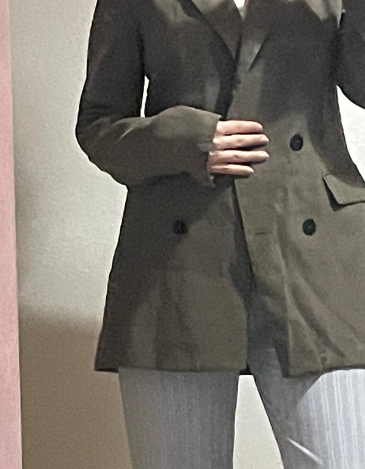 Bej Keten Midi Kadın Blazer Ceket - Görsel 3