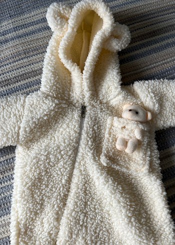 Beyaz Örgü Bebek Tulumu - Görsel 2