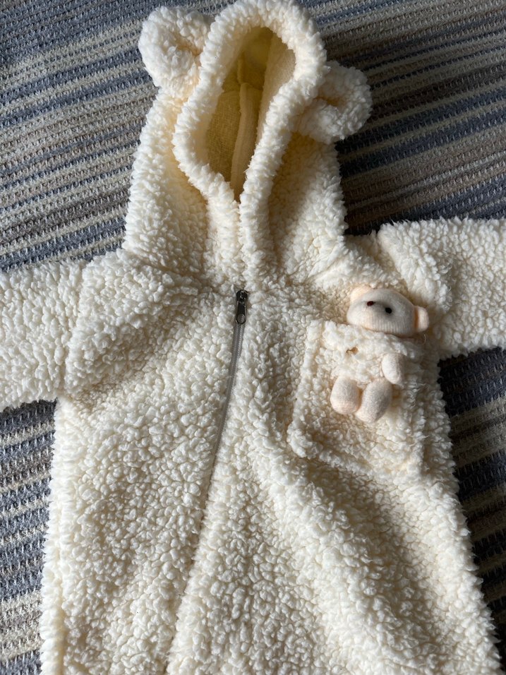 Beyaz Örgü Bebek Tulumu - Görsel 2