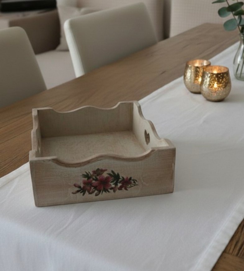 Ahşap Ekmek Sepeti ve Peçetelik - Görsel 2