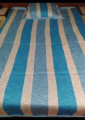 Pastel Mavi Çizgili Tek kişilik Yatak Örtüsü - Görsel 2