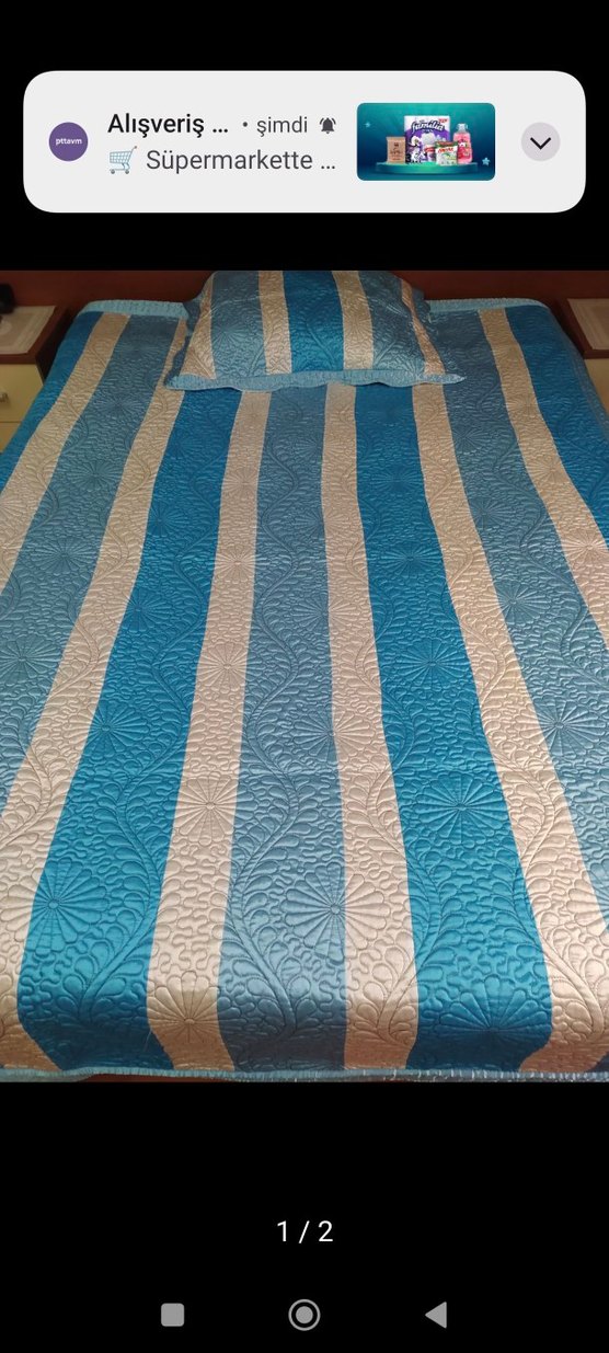 Pastel Mavi Çizgili Tek kişilik Yatak Örtüsü - Görsel 2