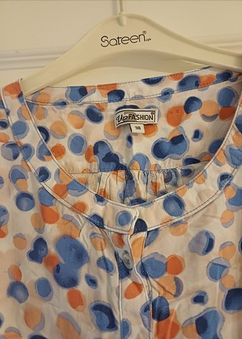 m Beden Düğmeli Batik Uzun Kollu Bohem Gömlek